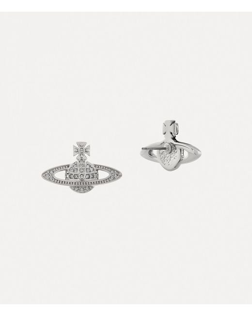 Vivienne Westwood Metallic Mini Bas Relief Earrings Cubic Zirconia
