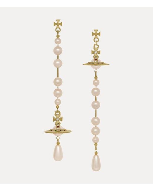Vivienne Westwood Natural Broken Pearl Earrings Swarovski Crystals