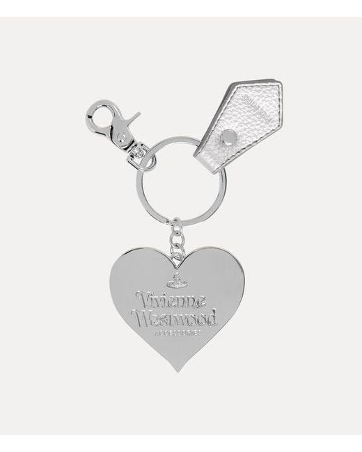 Vivienne Westwood White Mirror Heart Orb Keyring Metal