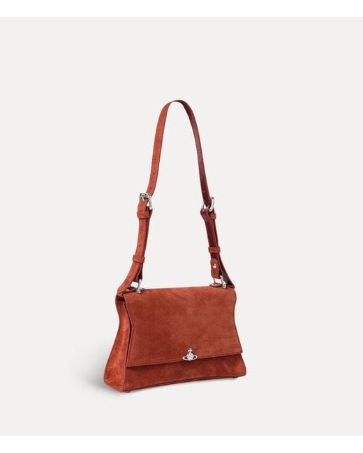 Vivienne Westwood Red Bianca Small Shoulder Bag Suede Leather