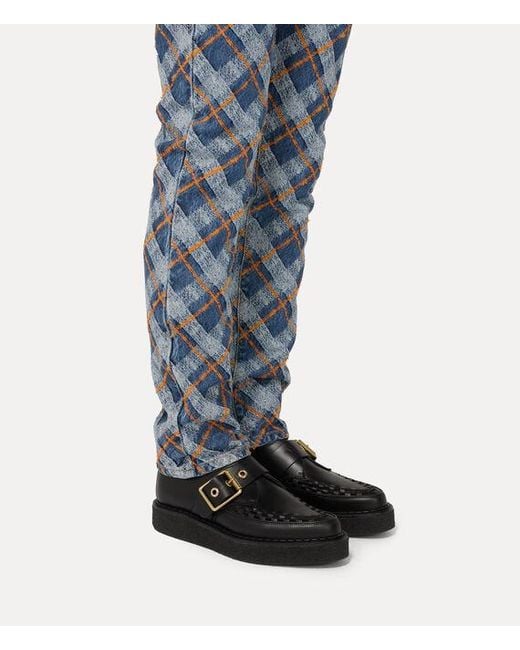 Vivienne Westwood Black Point Toe Monk Shoe Biker Leather/Veget