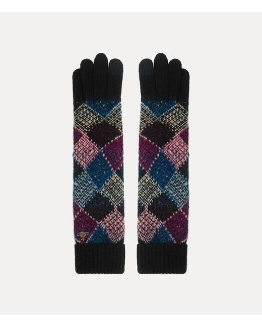 Vivienne Westwood Blue Harlequin Long Gloves Harlequin