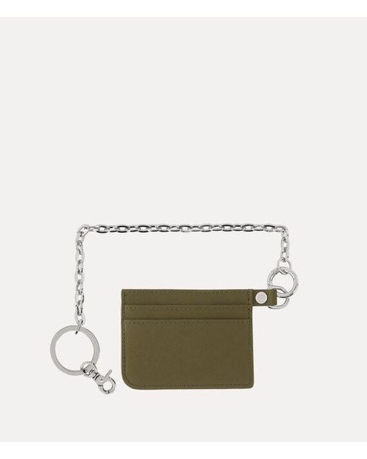 Vivienne Westwood White Flat Chain Card Holder Faux Leather