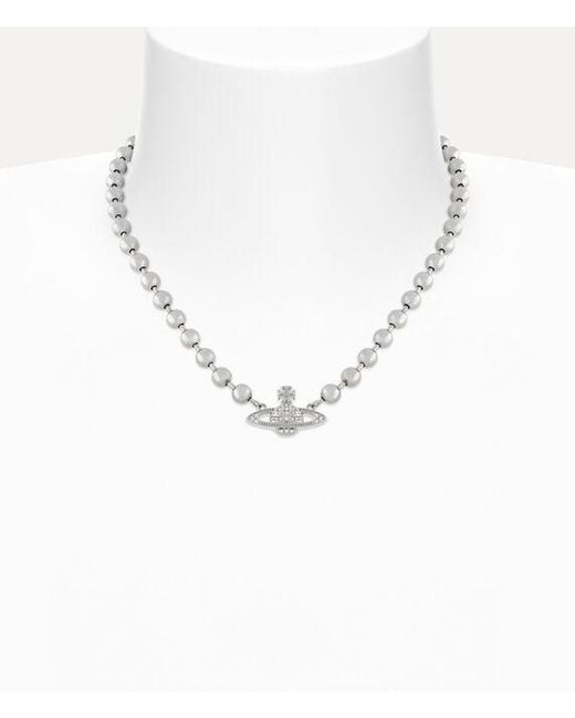 Vivienne Westwood White Thames Mini Bas Relief Choker Cubic Zirconia