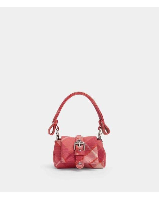 Vivienne Westwood Red Hazel Treasure Charm Handbag Wool Tartan