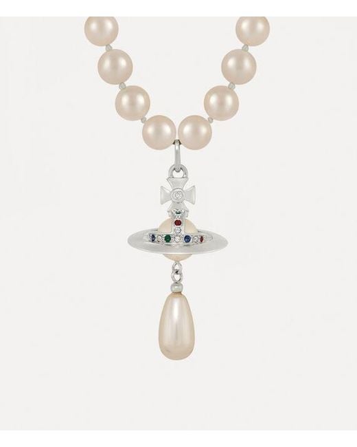 Vivienne Westwood White One Row Pearl Drop Choker