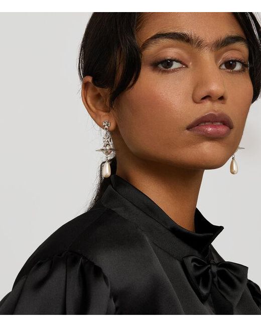 Vivienne Westwood Black Pearl Drop Earrings Pearls Zirconia