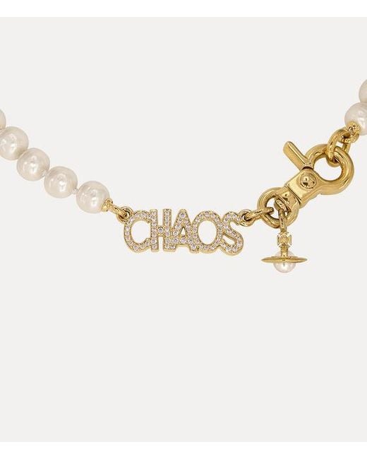 Vivienne Westwood White Chaos Pearl Necklace Pearl Cubic Zirconia