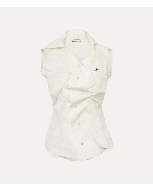 Vivienne Westwood Natural Short Sleeve Drunken Shirt Embossed Cotton