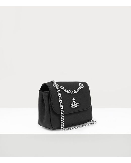 Vivienne Westwood Black Saffiano Biogreen Small Purse With Chain