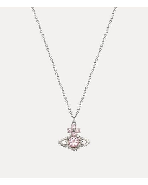 Vivienne Westwood White Valentina Orb Pendant Necklace Cubic Zirconia