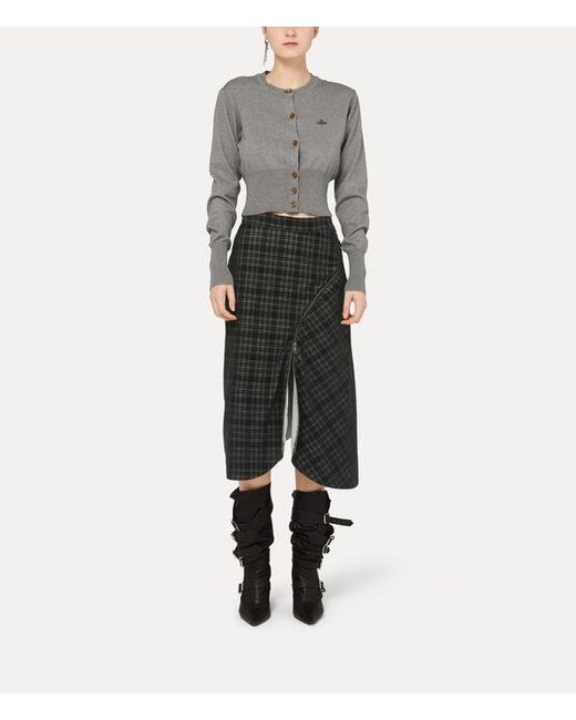 Vivienne Westwood Gray Bea Cropped Cardigan Cashmere Cotton