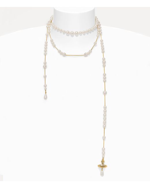 Vivienne Westwood White Broken Pearl Necklace