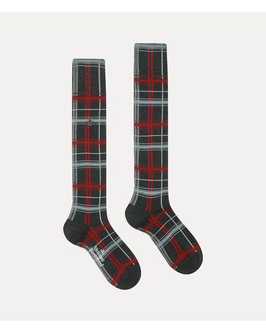 Vivienne Westwood White Multicheck High Sock Multicheck