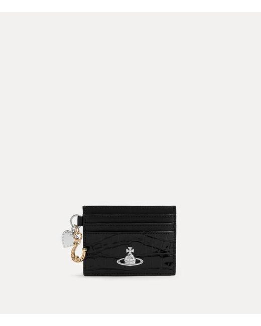 Vivienne Westwood Black Card Holder With Charms Emboss-Croc/Supple