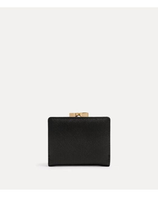 Vivienne Westwood Black Small Frame Wallet Saffiano Leather