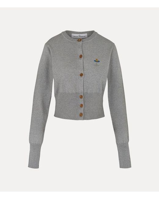 Vivienne Westwood Gray Bea Cropped Cardigan Cashmere Cotton