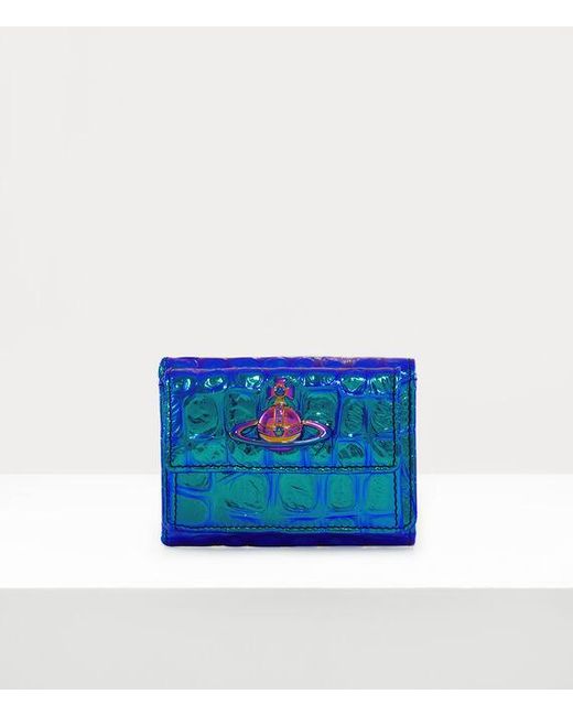 Vivienne Westwood Blue Small Flap Purse Iridescent Croc