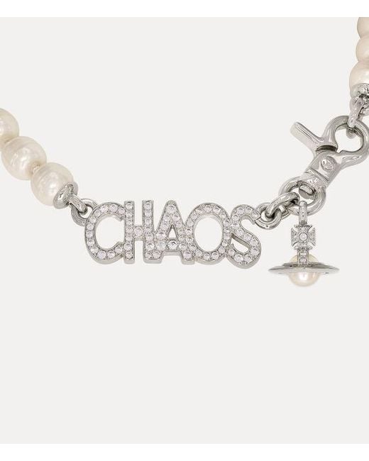 Vivienne Westwood White Chaos Large Pearl Necklace Cubic Zirconia Glass Pearls