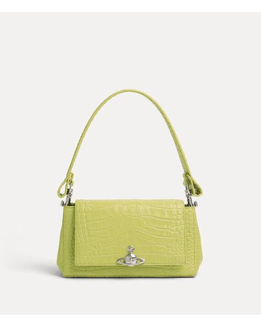 Vivienne Westwood Yellow Hazel Medium Handbag Emboss Croc Leather