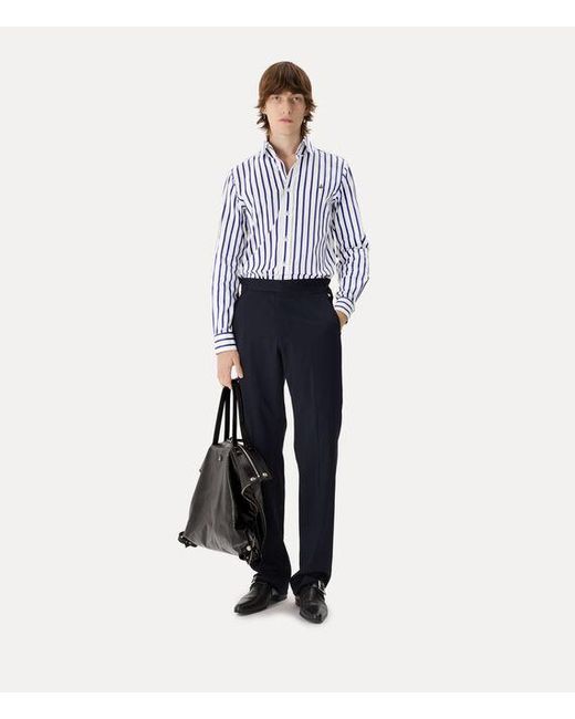 Vivienne Westwood Blue Two Button Krall Shirt Satin Stripe Cotton for men