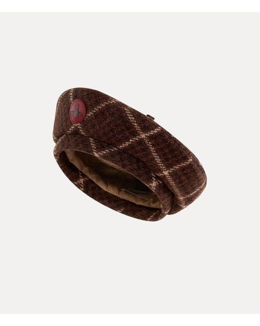 Vivienne Westwood Brown Beret Harris Tweed Check