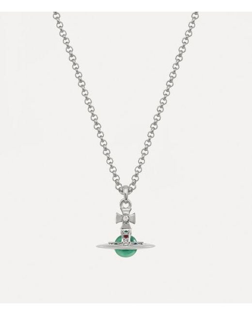 Vivienne Westwood White New Petite Orb Pendant Necklace Cubic Zirconia
