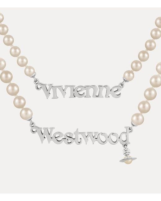 Vivienne Westwood White Amelia Necklace Glass Pearls