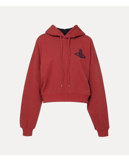 Vivienne Westwood Red Cropped Box Hoodie For Effortless Style
