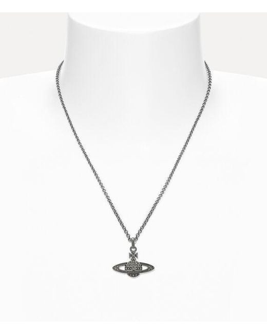 Vivienne Westwood White Mini Bas Relief Orb Pendant Necklace Topaz Crystals for men