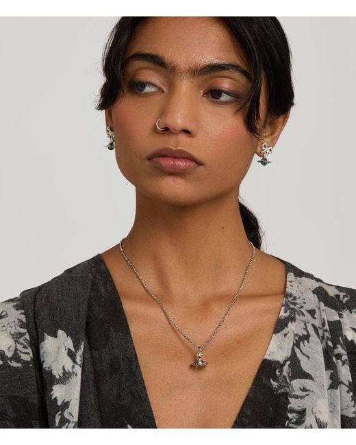 Vivienne Westwood White New Petite Orb Pendant Necklace Cubic Zirconia