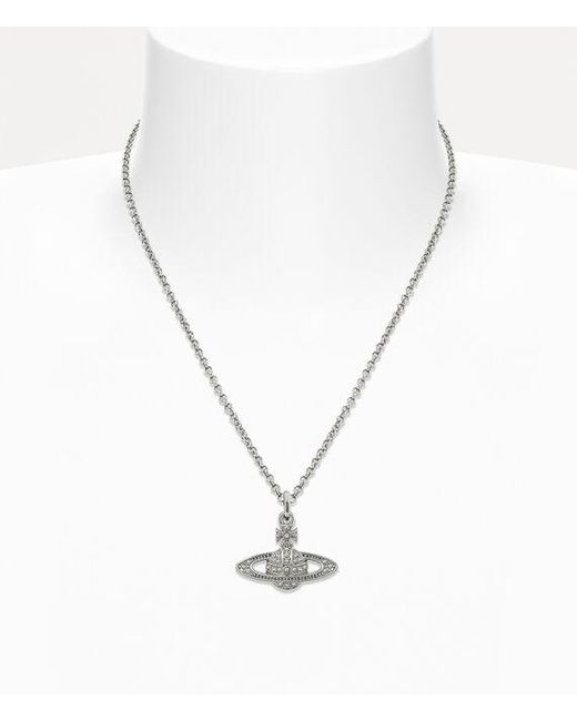 Vivienne Westwood White Tone Mini Bas Relief Pendant Necklace