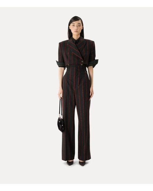 Vivienne Westwood Black Cut Off One Button Jacket Brushed Hair Stripe