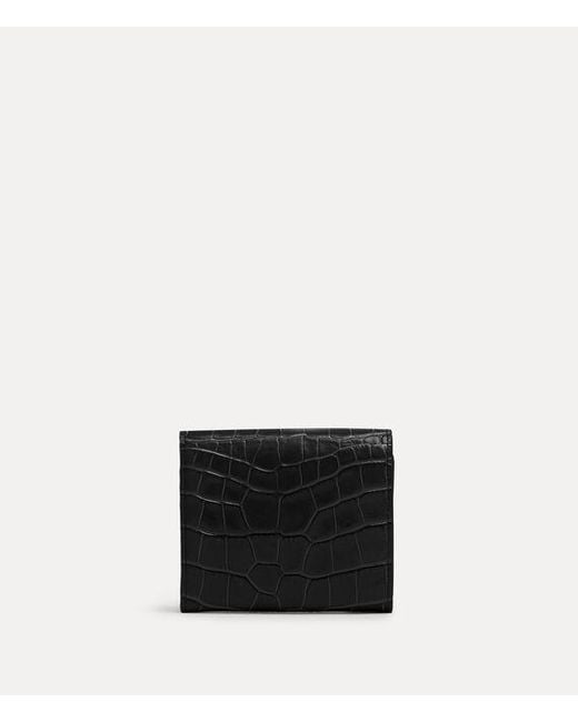 Vivienne Westwood Black Hunter Flap Wallet Emboss Croc Leather
