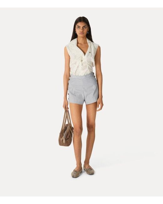 Vivienne Westwood Natural Short Sleeve Drunken Shirt Embossed Cotton