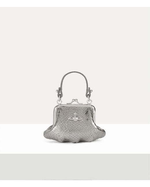 Vivienne Westwood White Mini Granny Frame Purse Python-Effect Emboss
