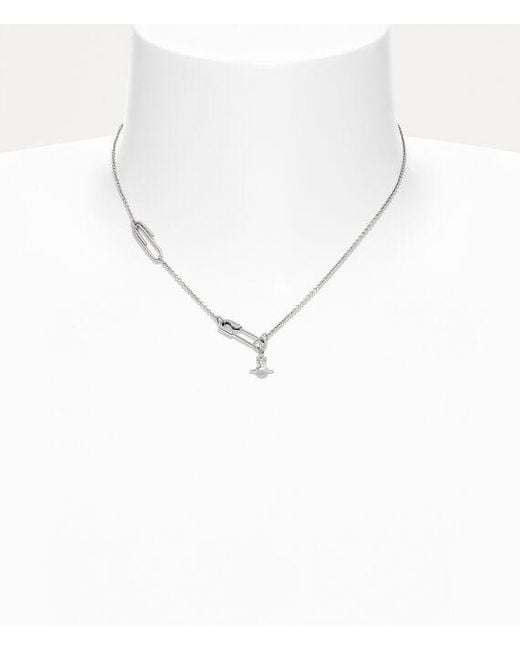 Vivienne Westwood White Safety Pin Pendant Necklace