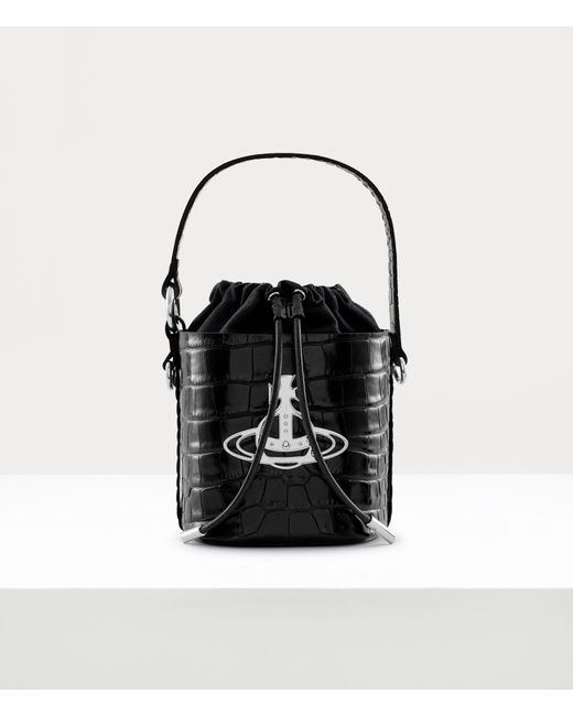 Vivienne Westwood Black Daisy Drawstring Bucket Leather