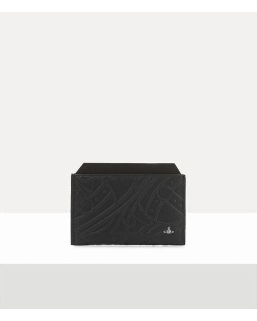 Vivienne Westwood White Flat Card Holder Tangled Orb Leather for men