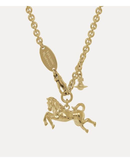 Vivienne Westwood Metallic Horse Pendant Necklace Brass