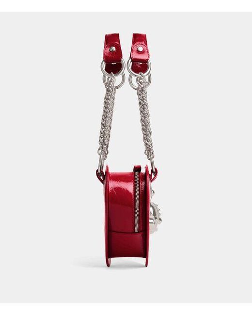 Vivienne Westwood Red Juliet Heart Chain Bag Naplak Leather