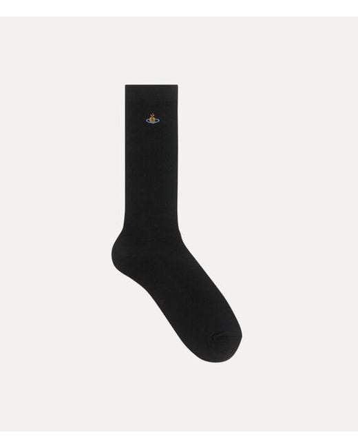 Vivienne Westwood Black Ribbed Crew Sock Ribbed Crew Cotton