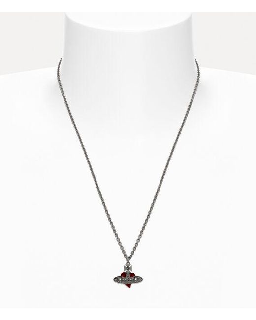 Vivienne Westwood White Diamante Heart Pendant Necklace for men