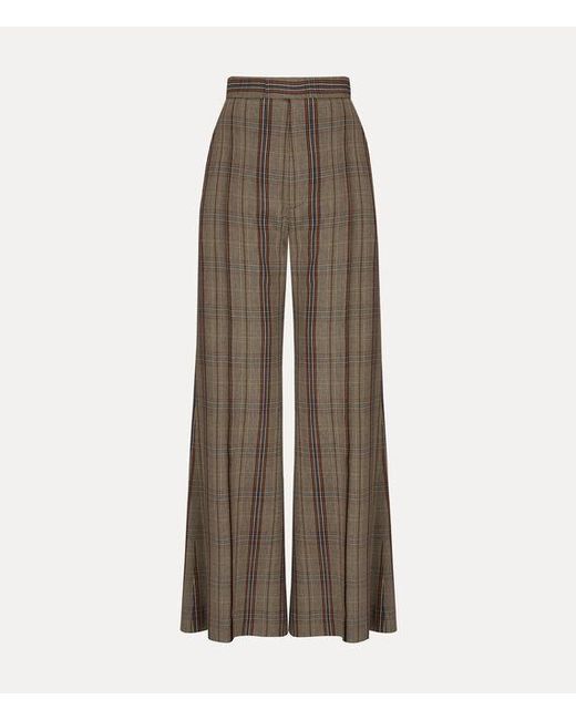 Vivienne Westwood Natural Wide Leg Trousers Dandy Hunt Check