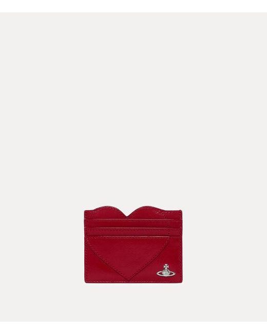Vivienne Westwood Red Heart Card Holder Naplak Leather