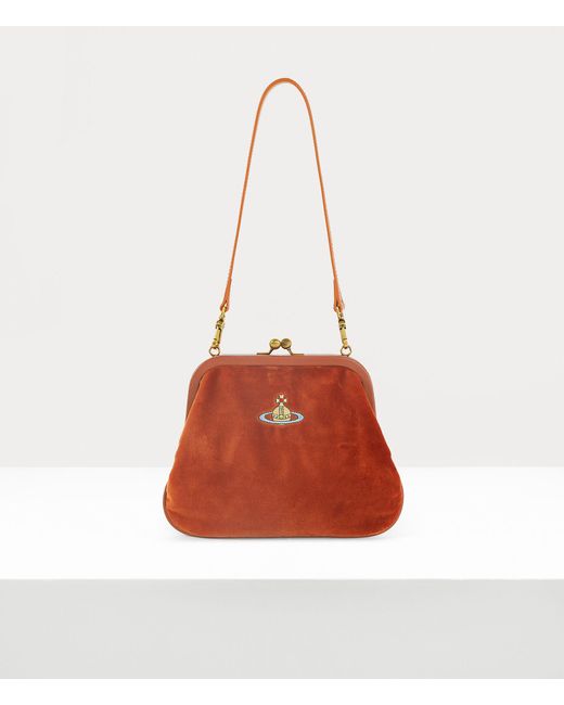 Vivienne Westwood White Vivienne's Clutch Velvet Burnt-orange