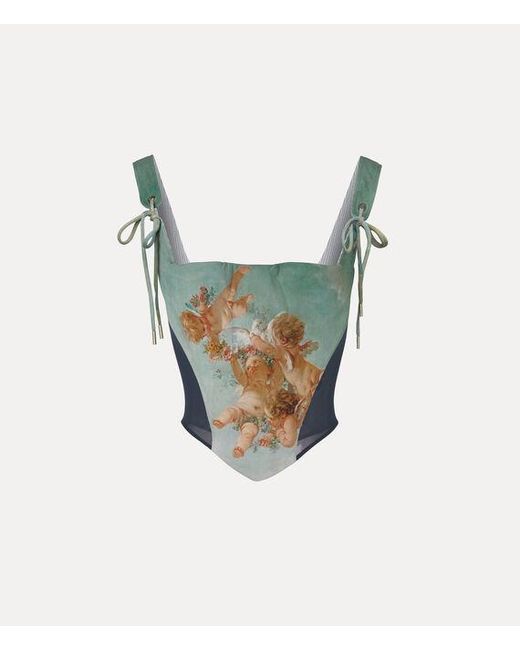 Vivienne Westwood Green Puppy Corset Printed Cady