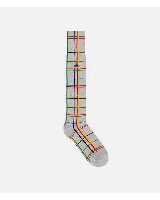 Vivienne Westwood White Abstract Check High Sock Abstract Check