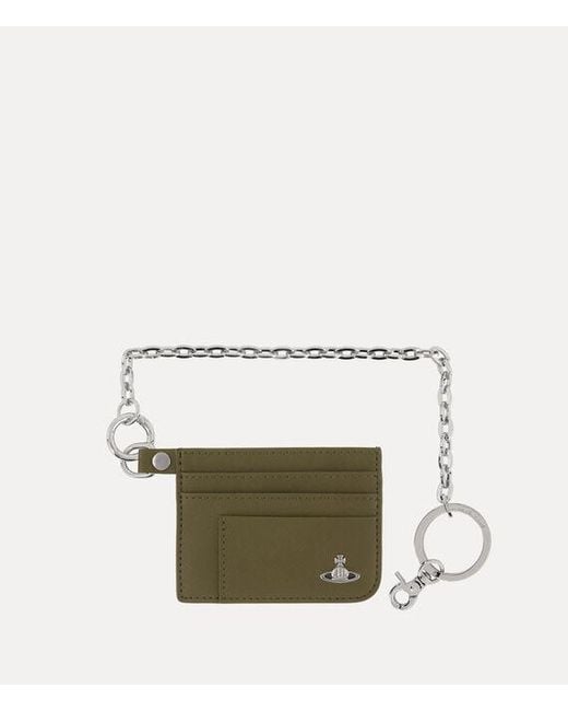 Vivienne Westwood White Flat Chain Card Holder Faux Leather