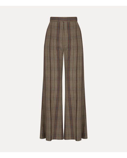 Vivienne Westwood Natural Wide Leg Trousers Dandy Hunt Check